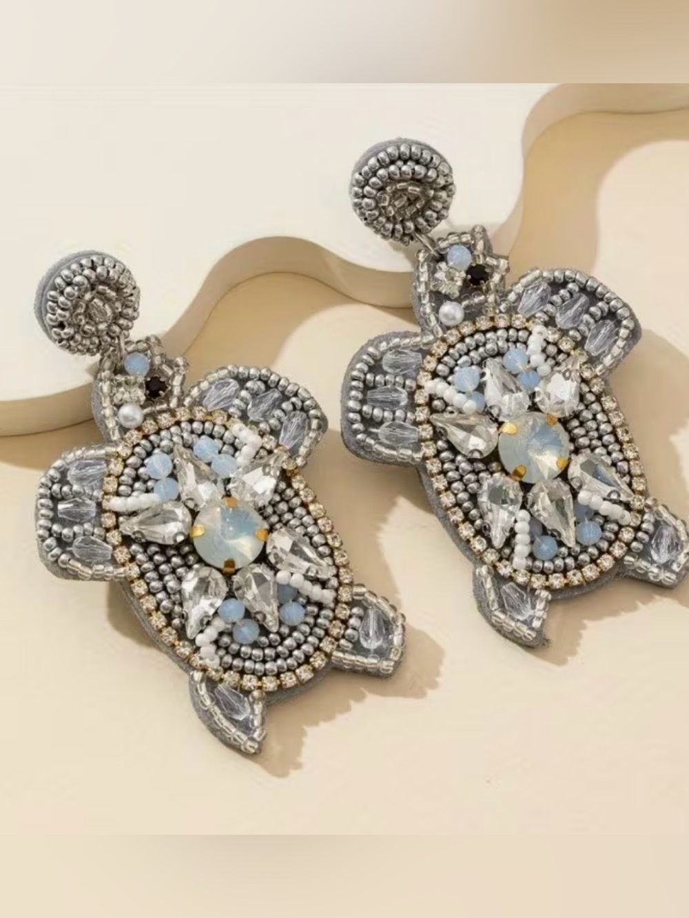 NWT Silver Beaded Turtle Drop Earrings - Women Jewelry, Summer